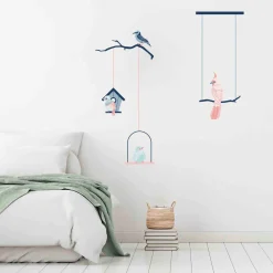 Stickers & Embellissements*Draeger Paris Sticker mural Oiseaux roses et bleus