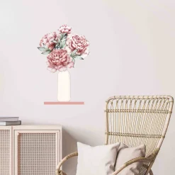 Stickers & Embellissements*Draeger Paris Sticker mural Vase et fleurs rose clair