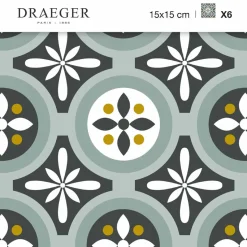 Stickers De Carrelage|Stickers & Embellissements*Draeger Paris Stickers carrelage 15x15 cm Motifs floraux vert d'eau