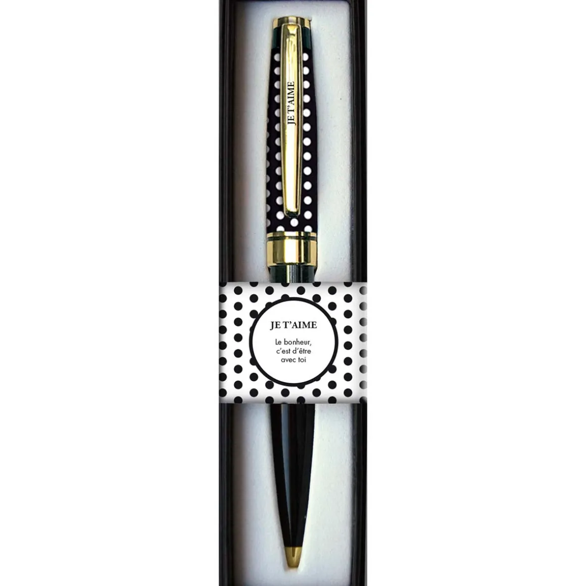 Stylos Personnalisés*Draeger Paris Stylo bille noir rétractable Je t'aime