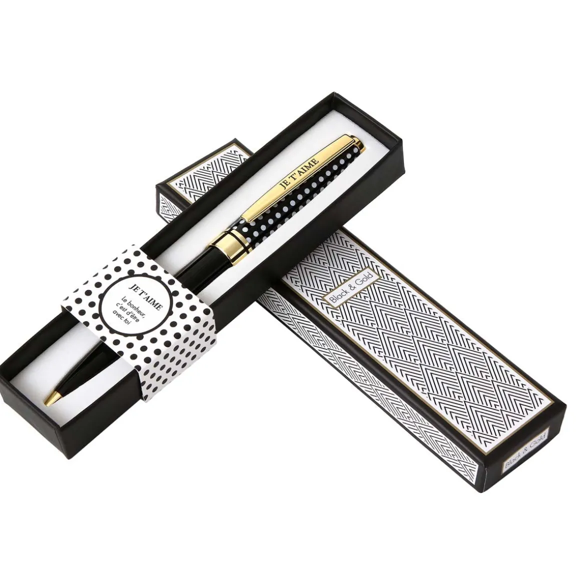 Stylos Personnalisés*Draeger Paris Stylo bille noir rétractable Je t'aime