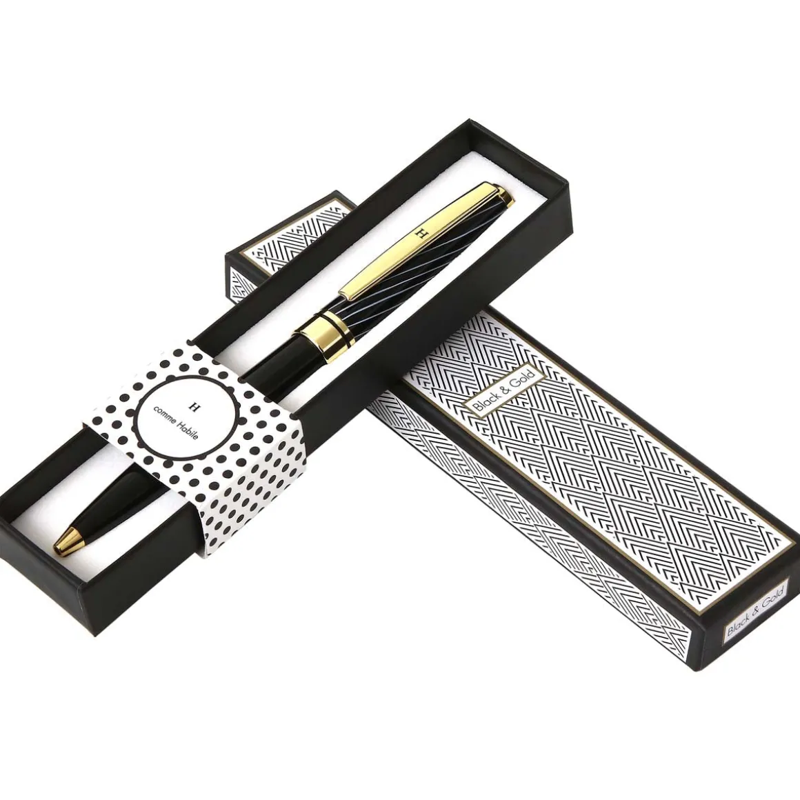 Stylos Personnalisés*Draeger Paris Stylo personnalisé initiale Black & Gold